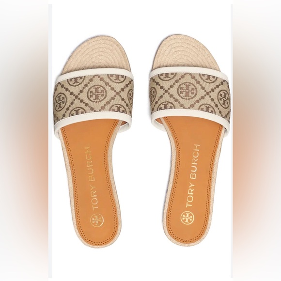 Tory Burch T Monogram Espadrille Slides - Picture 2 of 8
